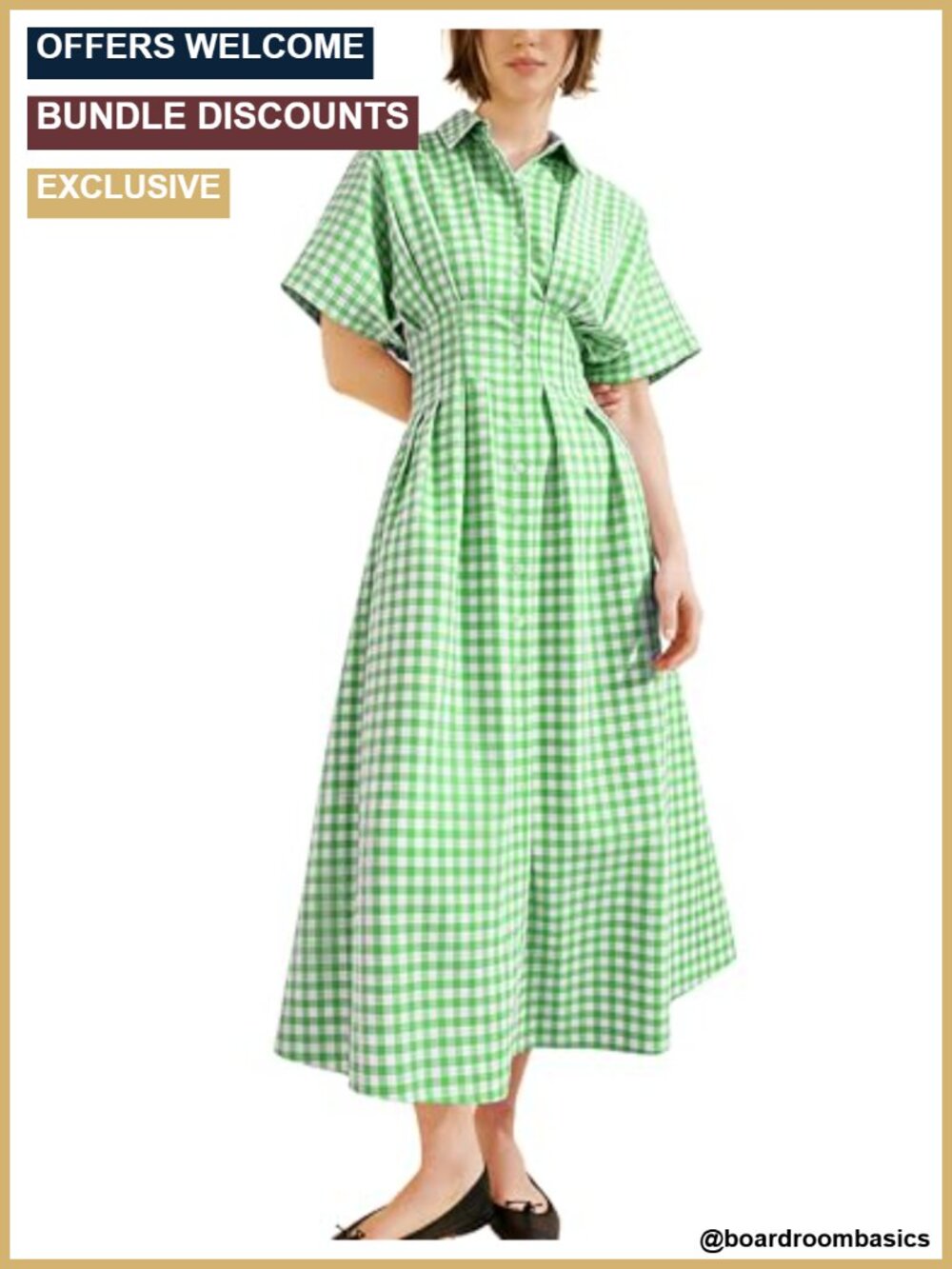 Plaid Shirt Dress Short Sleeve Button Down Pleated A Line Maxi Casual with